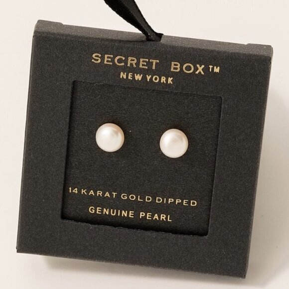 14K GOLD GENUINE PEARL STUD EARRINGS - Picture 1 of 3